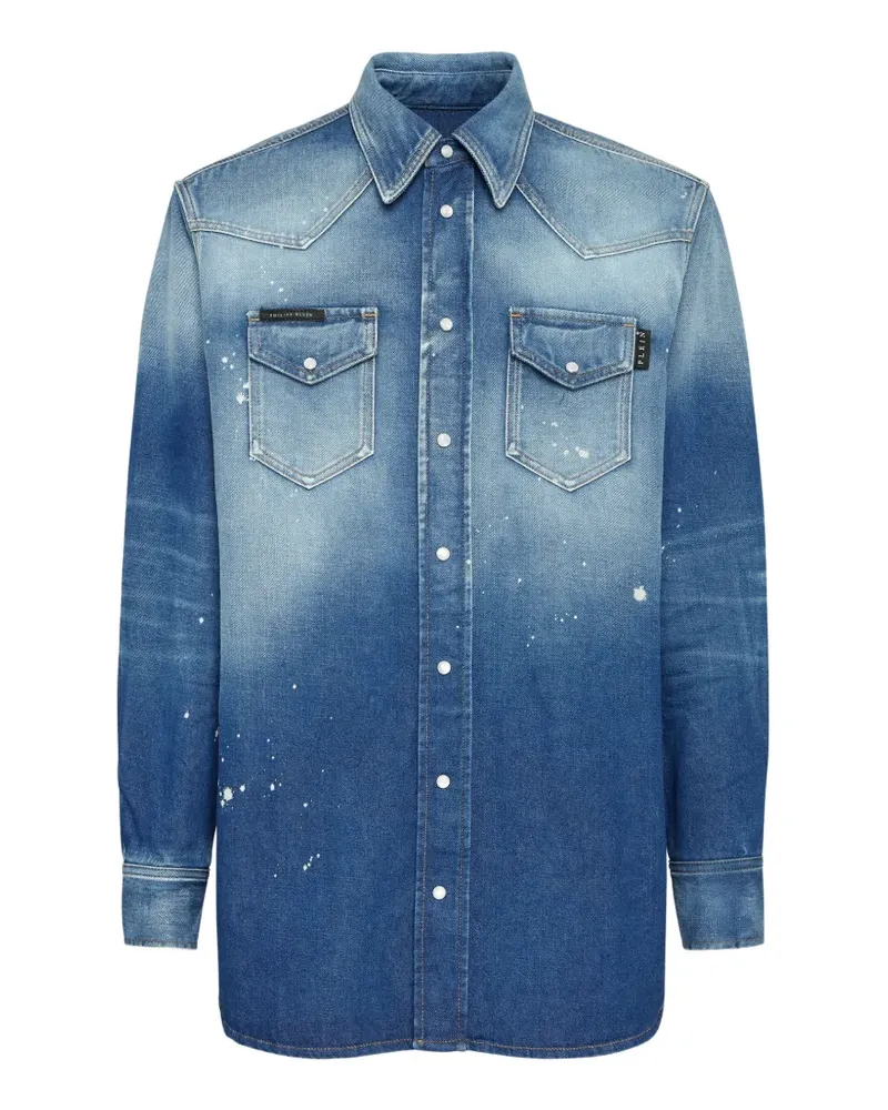 Philipp Plein Hemd mit Farbklecksen - Blau Blau