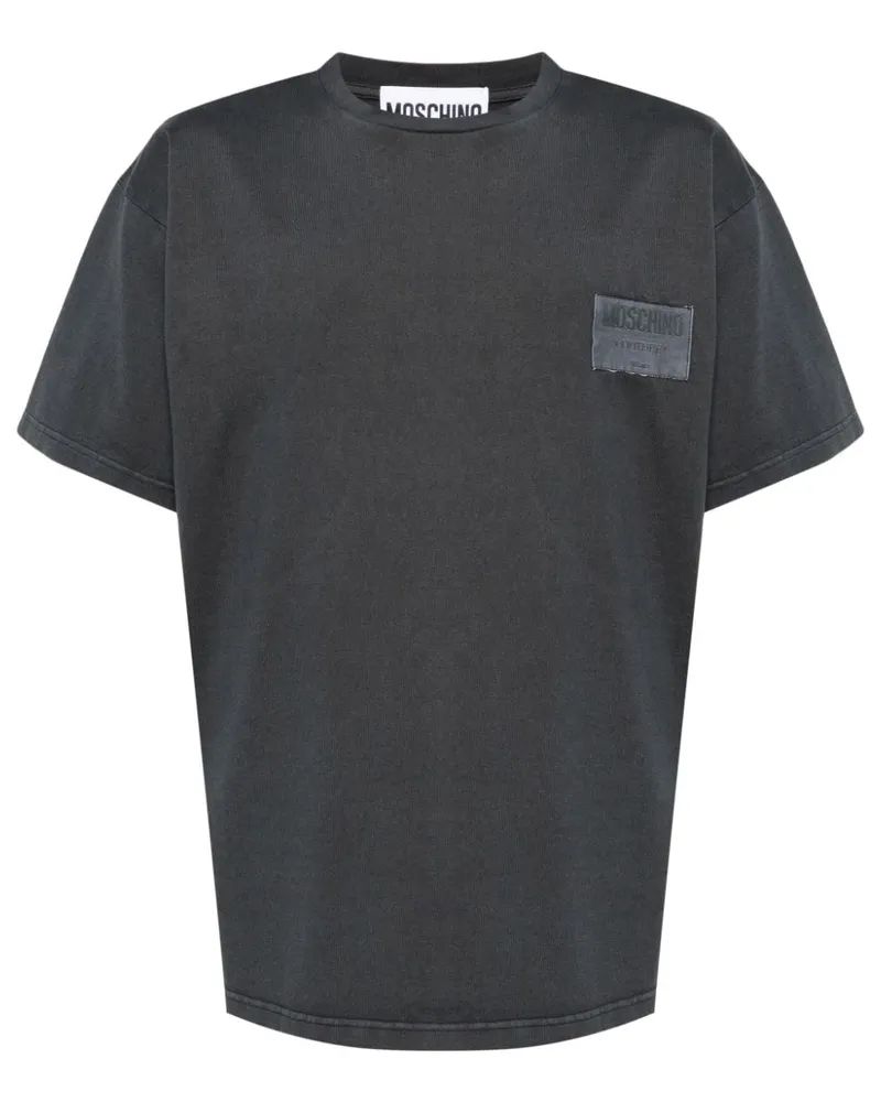 Moschino T-Shirt mit Logo-Patch - Schwarz Schwarz