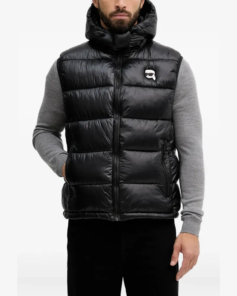 Karl Lagerfeld Gefütterte Kapuzenweste - Schwarz Schwarz