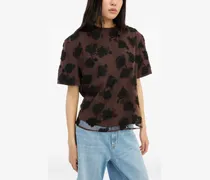 Oversized-Oberteil mit Perlen - Braun