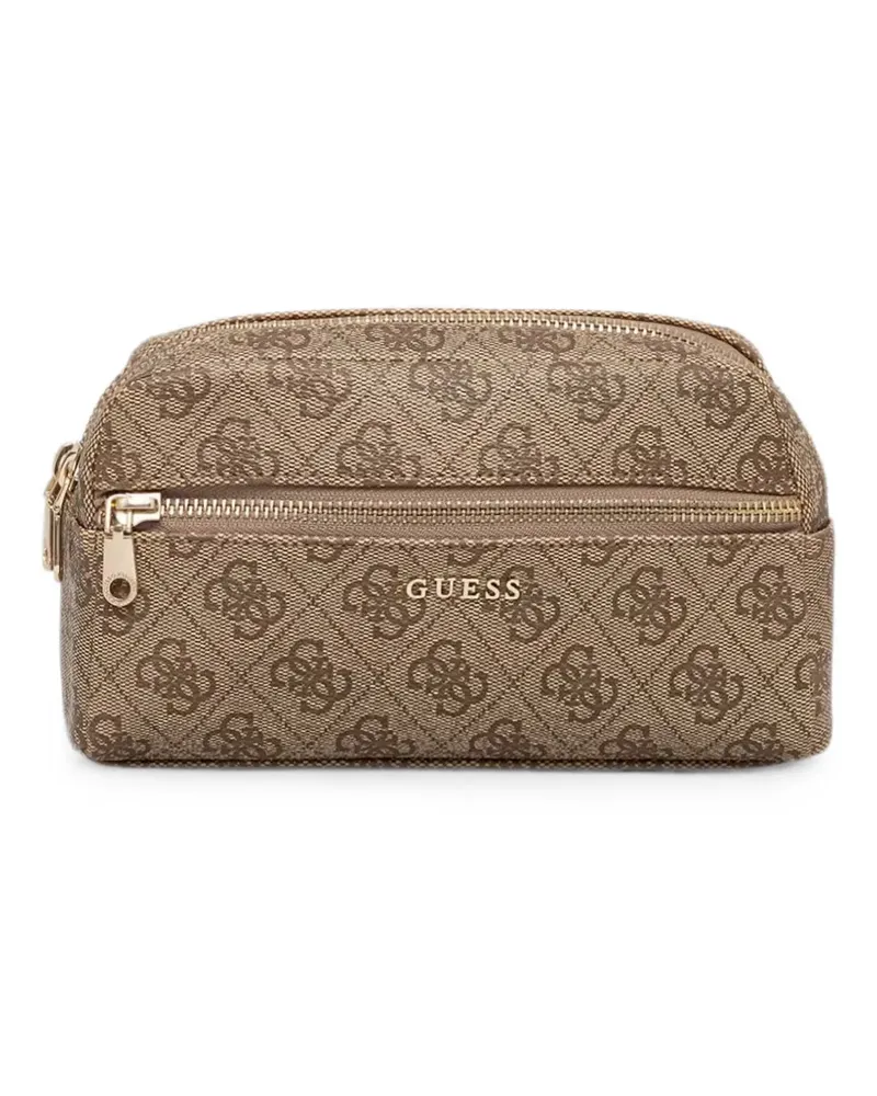 Guess 4G monogram-print zip-around make-up bag - Nude Nude