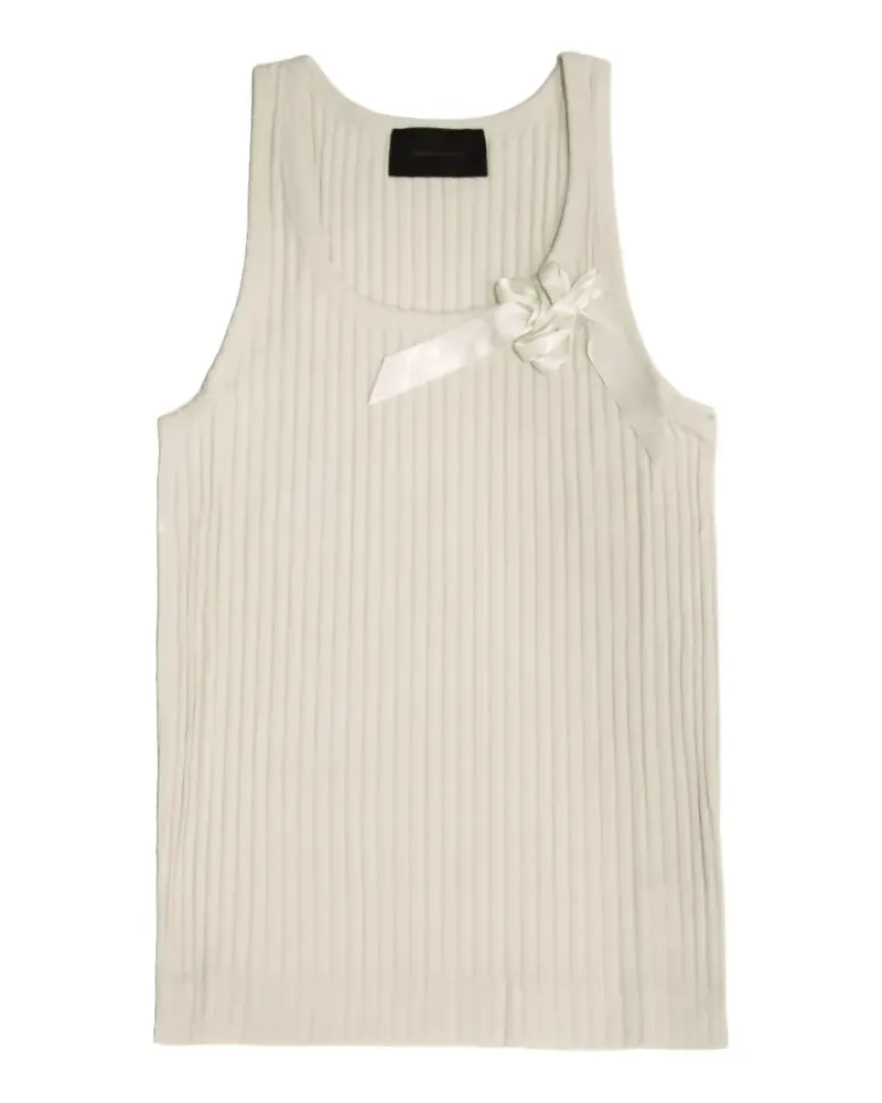 Simone Rocha ribbon-detail ribbed vest - Nude Nude