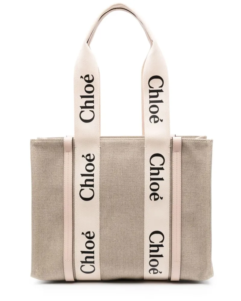 Chloé Mittelgroßer Woody Shopper - Nude Nude