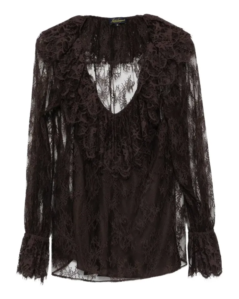 Luisa Spagnoli lace ruffled blouse - Braun Braun