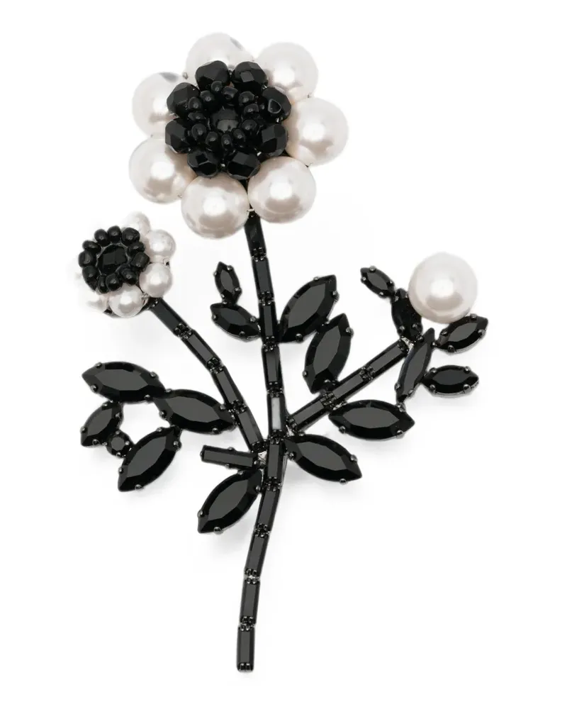 Ermanno Scervino floral-motif crystal-embellished brooch - Grau Grau