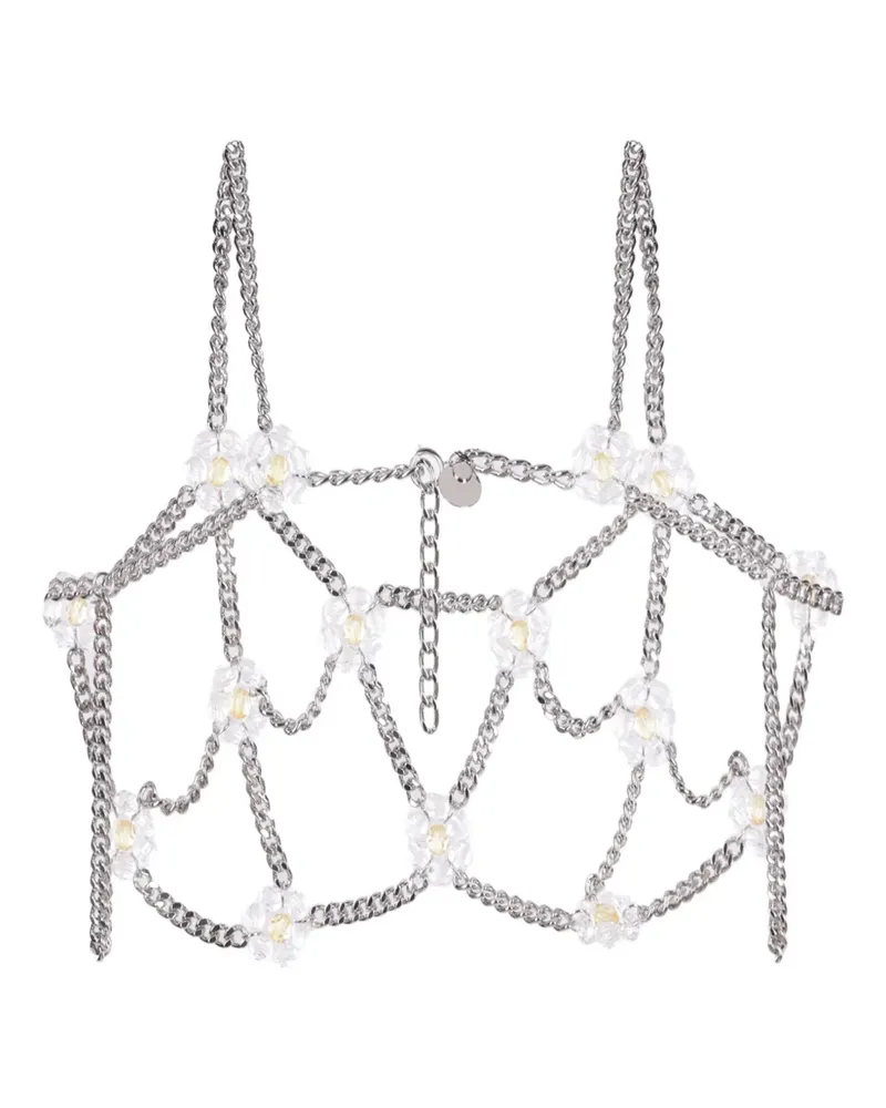 Noir Kei Ninomiya chain floral top - Silber Silber