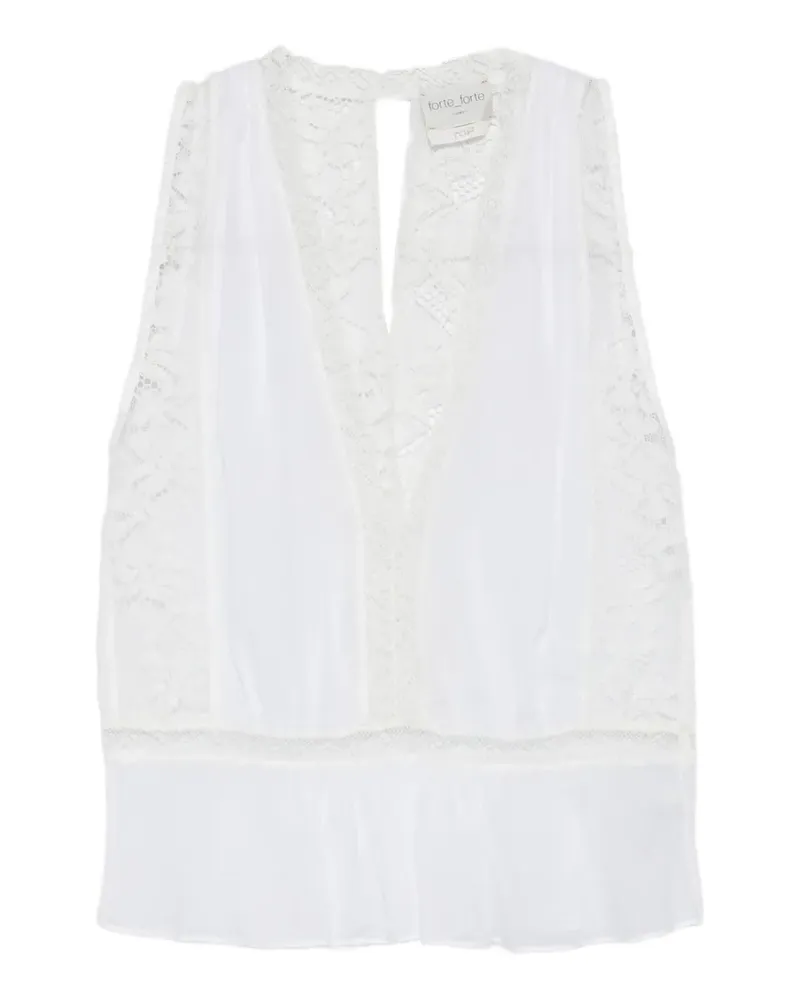 forte_forte lace-detail ruffled top - Weiß Weiß