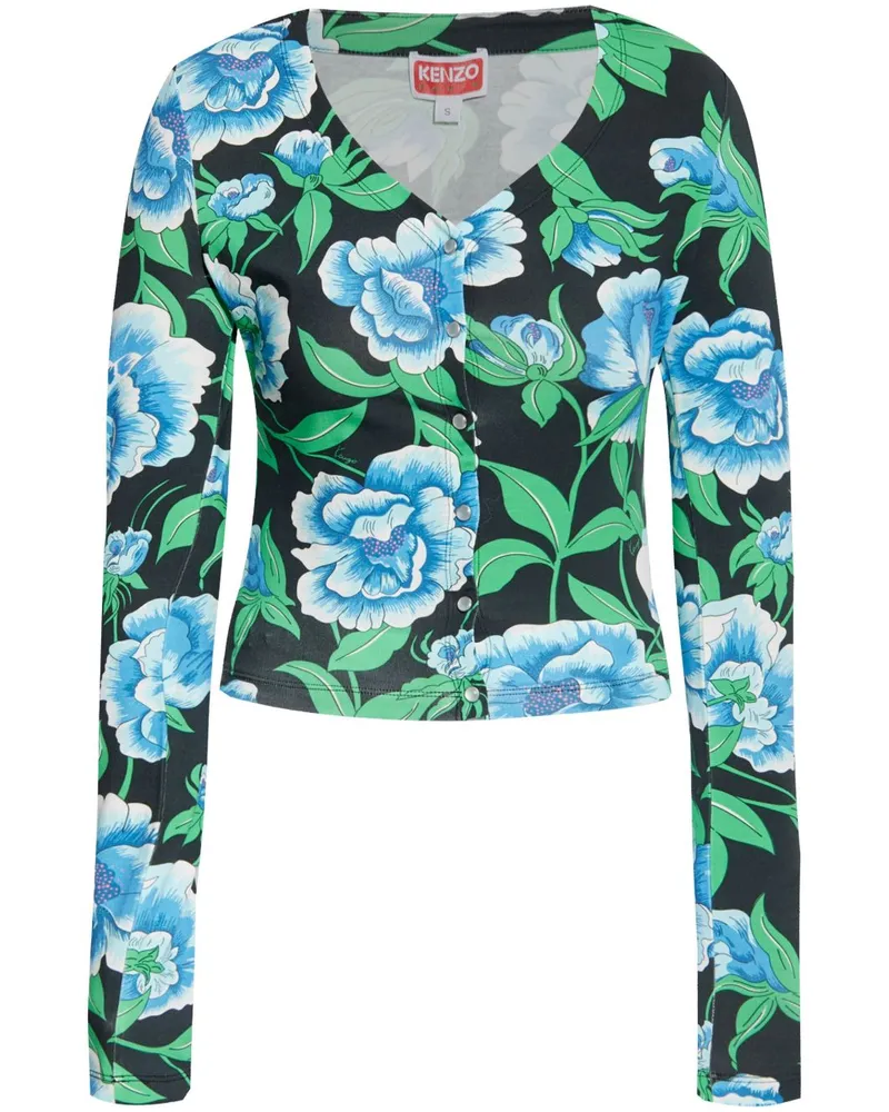 Kenzo Top mit Blumen-Print - Schwarz Schwarz