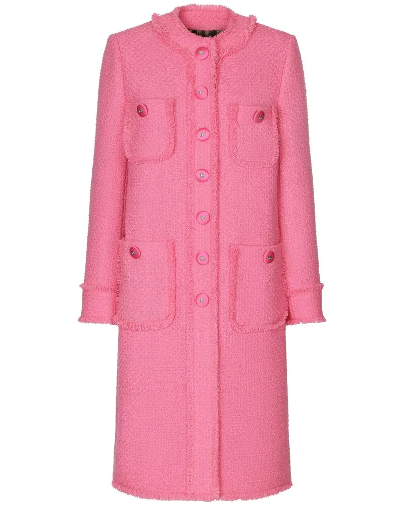 Dolce & Gabbana Einreihiger Tweed-Mantel - Rosa Rosa