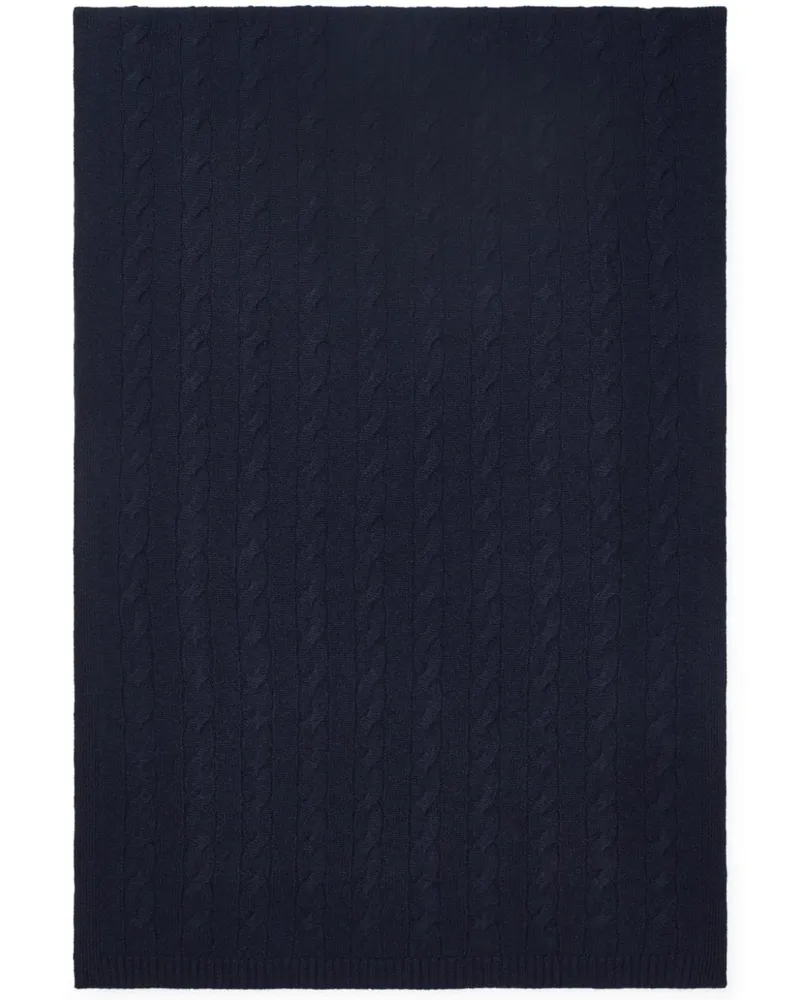 Ralph Lauren Kaschmirschal mit Zopfmuster - Blau Blau