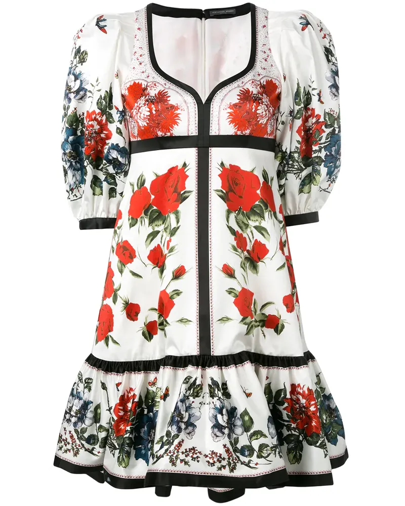 Alexander McQueen Ausgestelltes Kleid mit Blumen-Print - Weiß Weiß