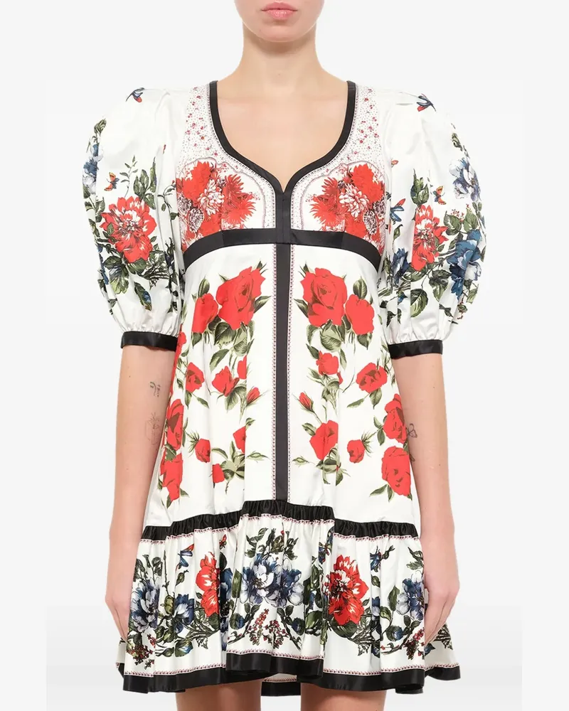 Alexander McQueen Ausgestelltes Kleid mit Blumen-Print - Weiß Weiß