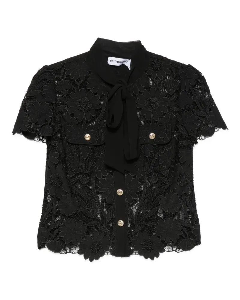 Self-Portrait guipure-lace pussy-bow blouse - Schwarz Schwarz