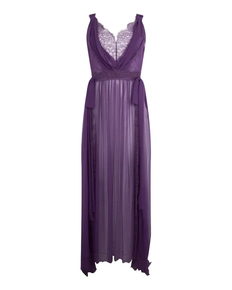 Alberta Ferretti Maxikleid aus Seide mit Spitze - Violett Violett
