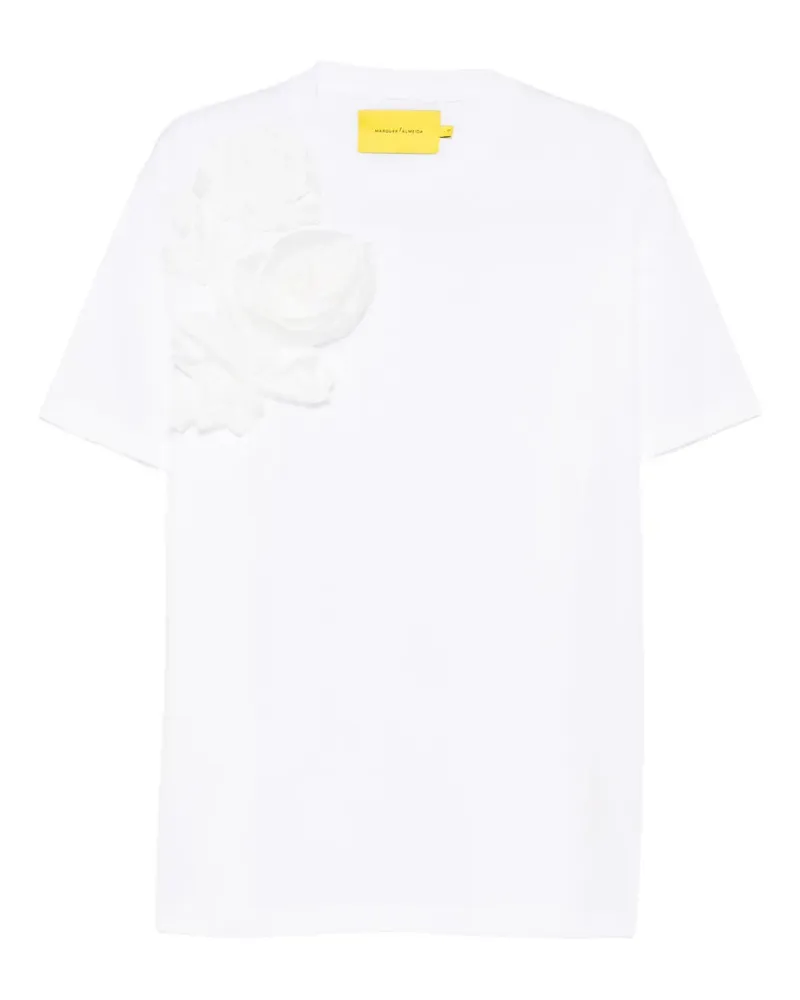 Marques ' Almeida T-Shirt mit Blumenapplikation - Weiß Weiß