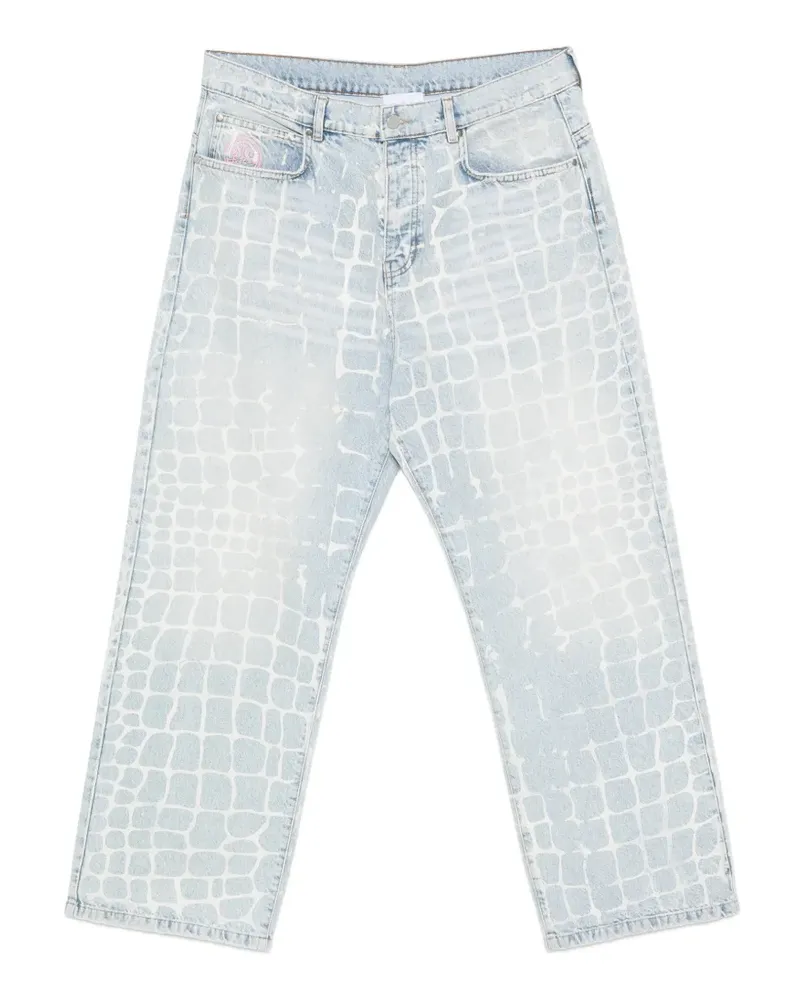 Blue Sky Inn Ausgeblichene Jeans mit Kroko-Effekt - Blau Blau