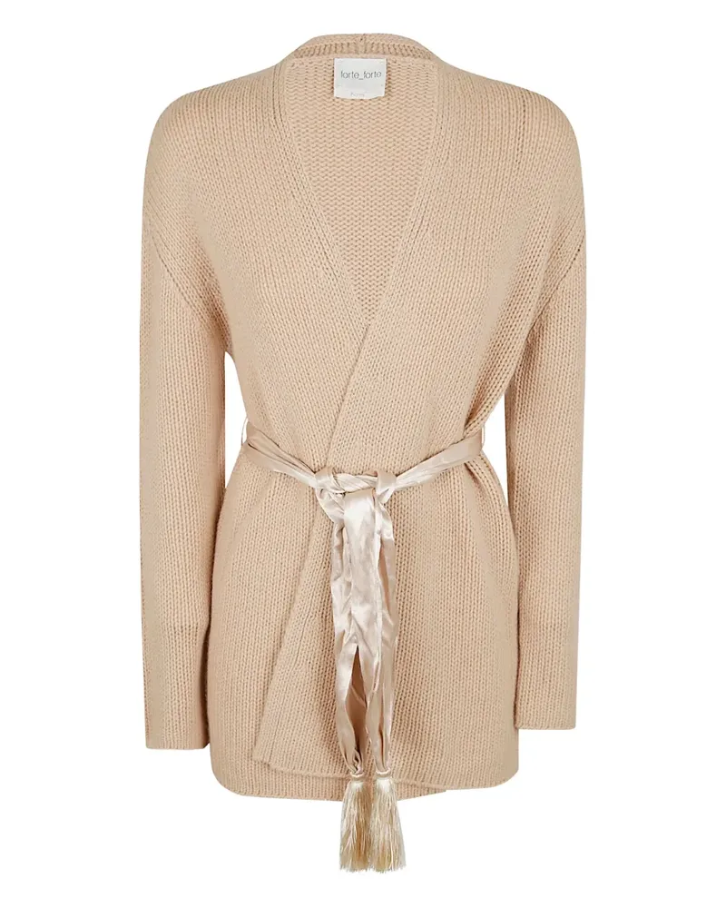 forte_forte tie-waist cardigan - Nude Nude