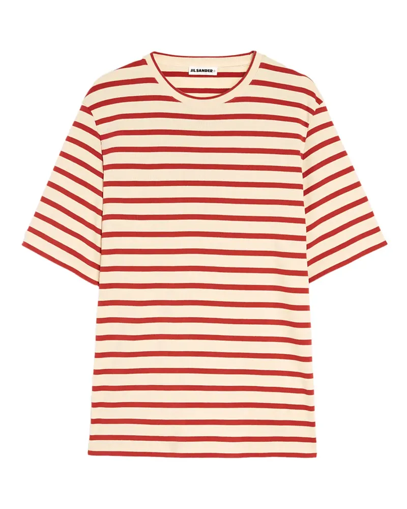 Jil Sander Gestreiftes T-Shirt mit Logo - Nude Nude
