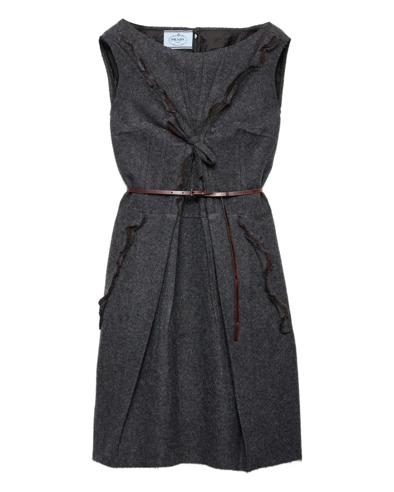 Prada Ungesäumtes Minikleid mit U-Boot-Ausschnitt - Grau Grau
