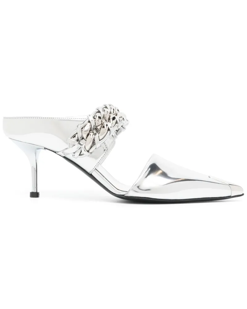 Alexander McQueen Mules aus Leder 70mm Silber