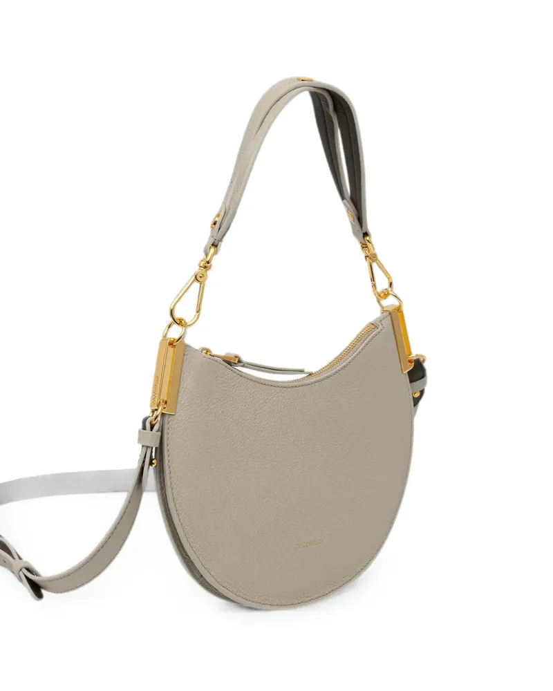 Coccinelle small Sunup pebbled leather shoulder bag - Nude Nude