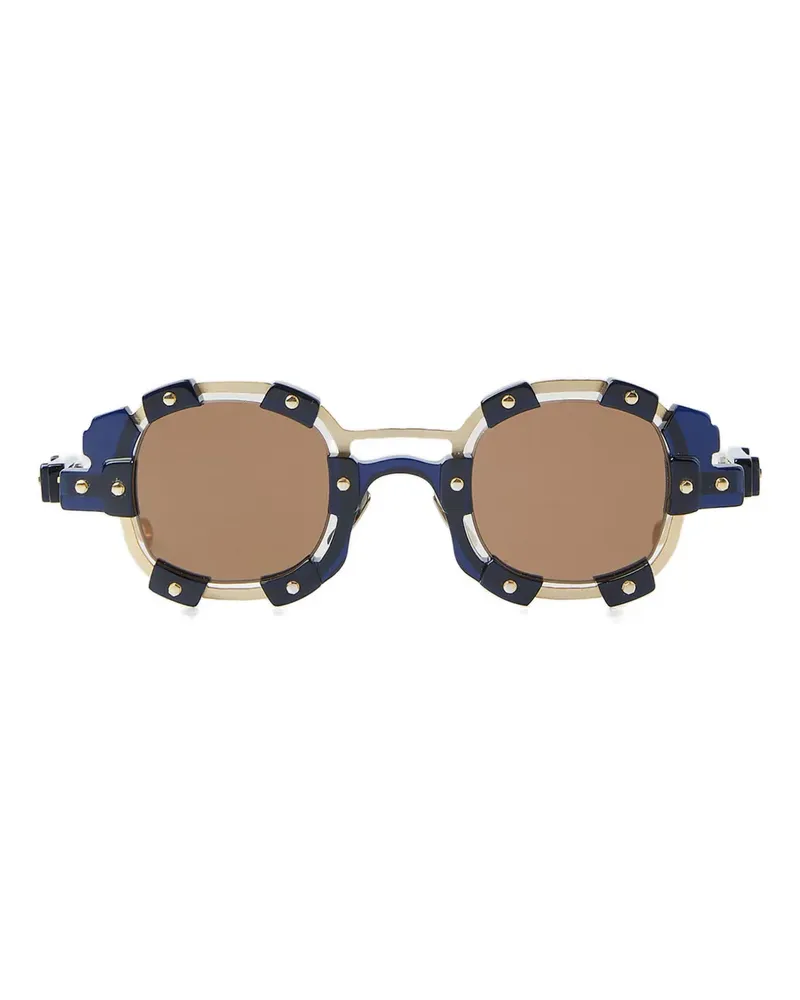 KUBORAUM Eckige Sonnenbrille mit Nieten - Blau Blau