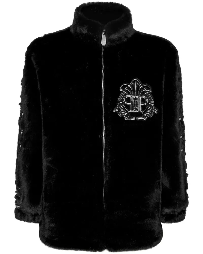 Philipp Plein Jacke aus Faux Fur - Schwarz Schwarz