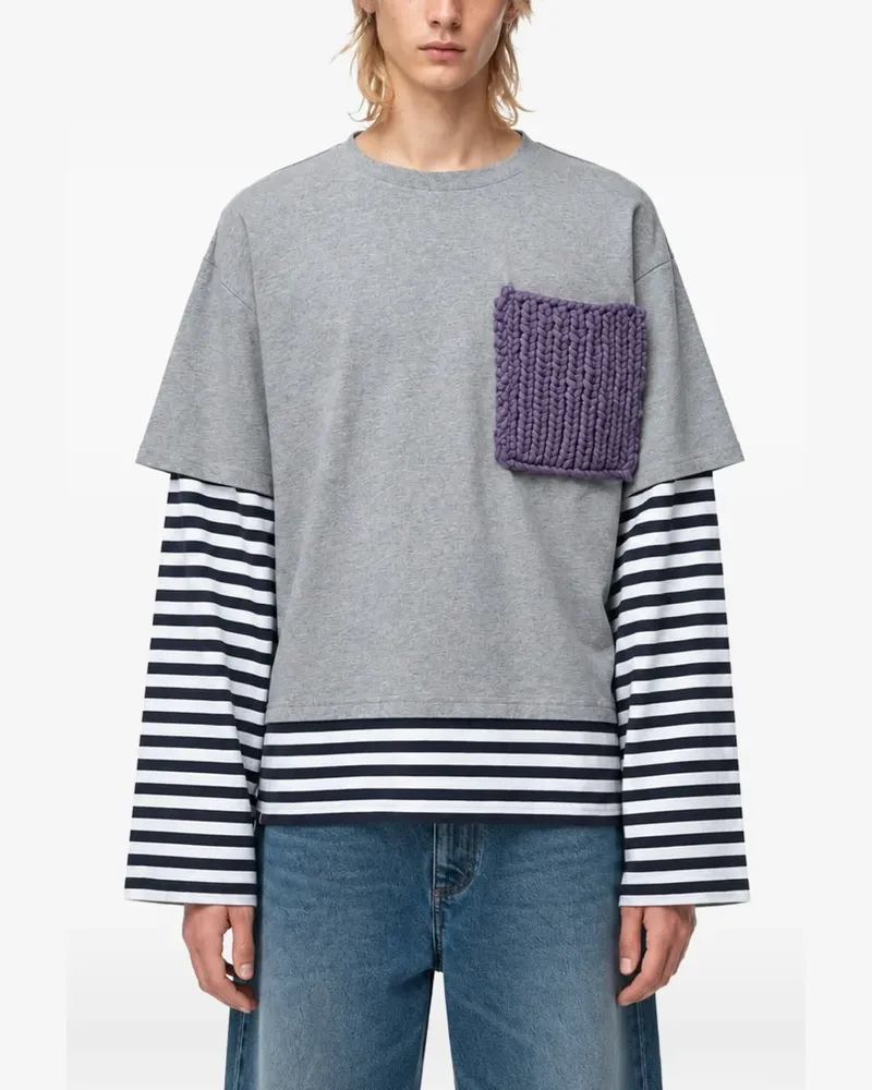 Charles Jeffrey Loverboy T-Shirt mit Ärmeln im Layering-Look und Patch-Detail - Grau Grau