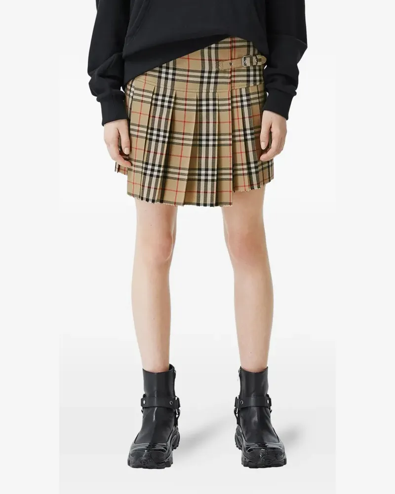 Burberry check pleated mini skirt - Nude Nude