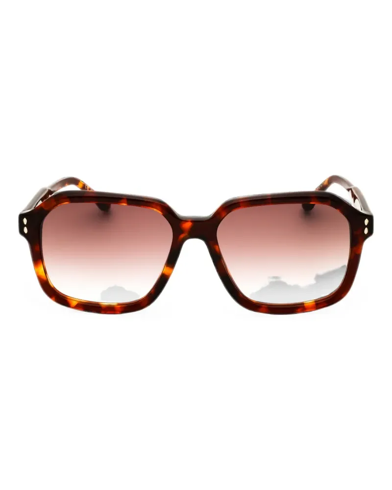 Isabel Marant tortoiseshell-effect rectangle-frame sunglasses - Braun Braun