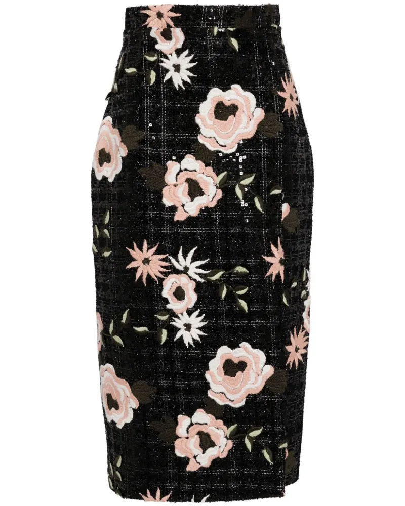 Elie Saab Bestickter Tweedrock - Schwarz Schwarz