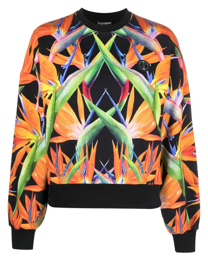 Philipp Plein Cropped-Hemd mit Blumen-Print - Schwarz Schwarz