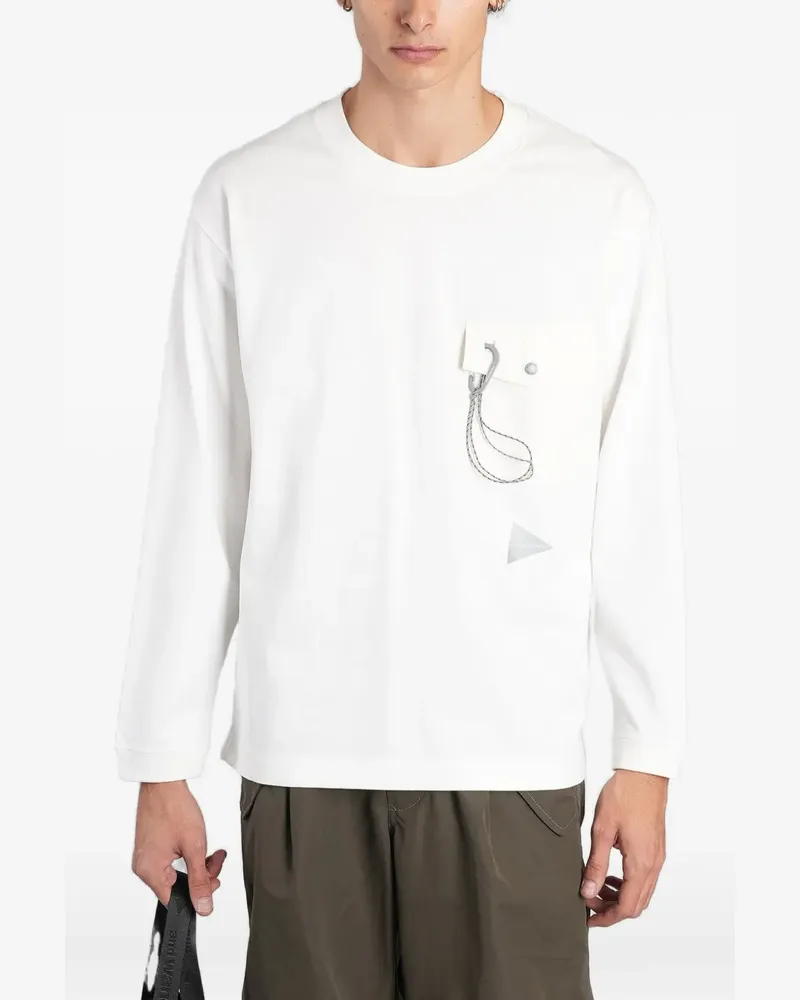 and wander Langarmshirt mit Karabiner-Detail - Weiß Weiß