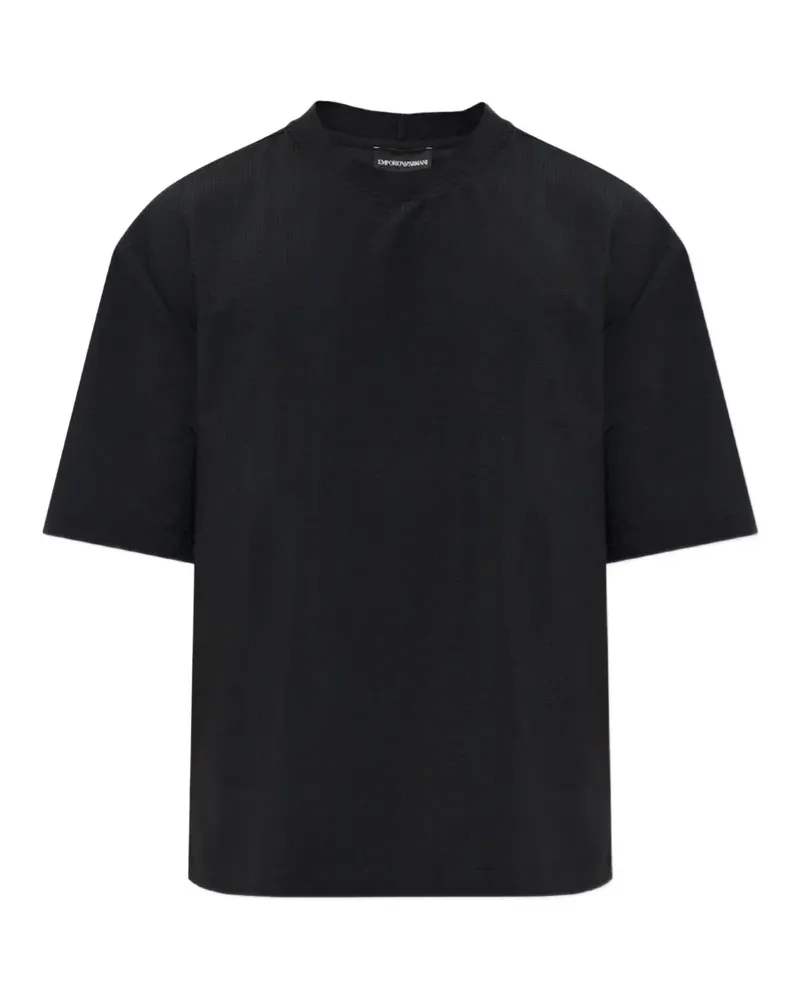 Emporio Armani T-Shirt aus Seersucker - Schwarz Schwarz