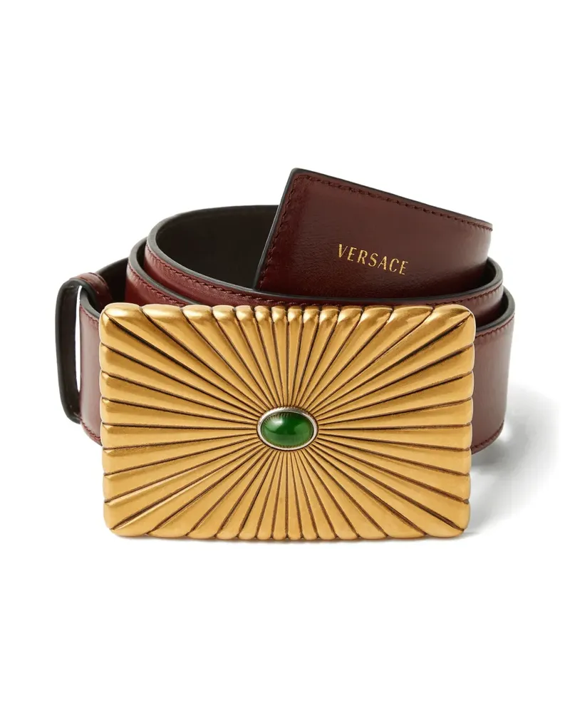 Versace Gürtel aus Leder 4 cm - Braun Braun