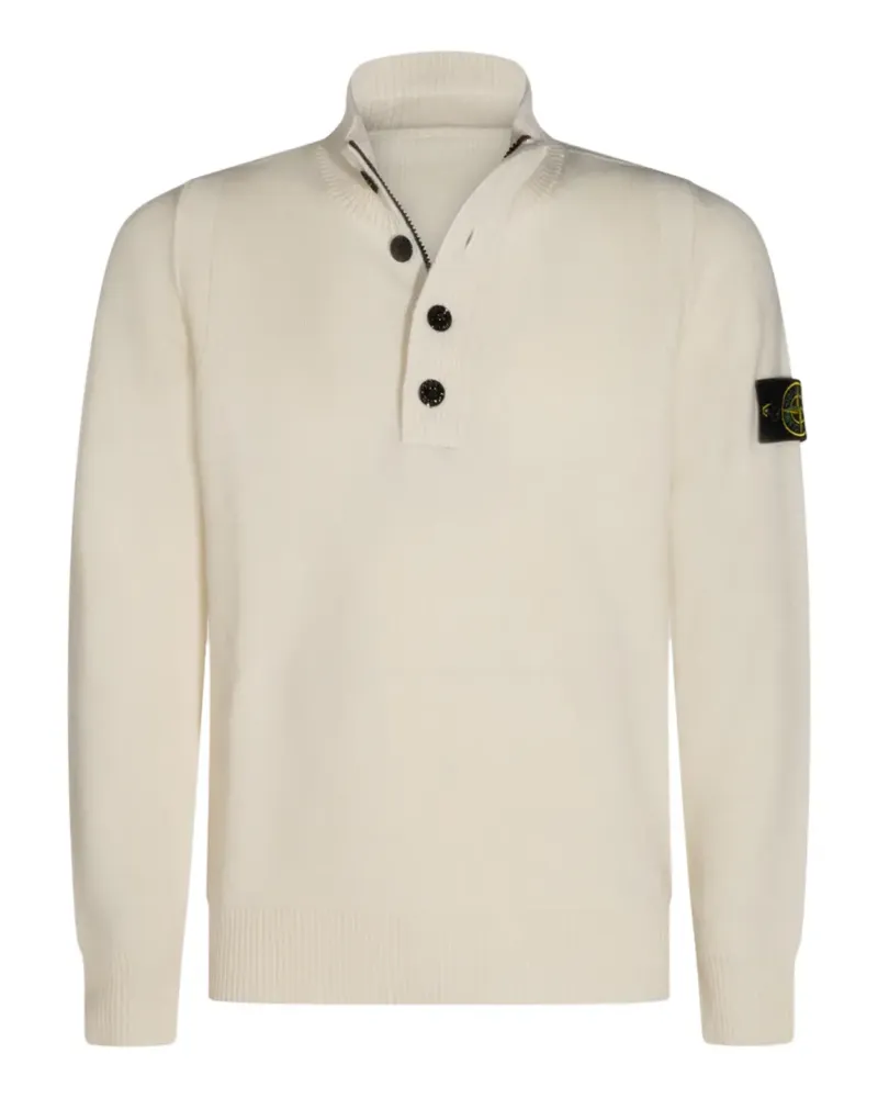 Stone Island lambswool regular-fit half-zip jumper with button placket - Nude Nude
