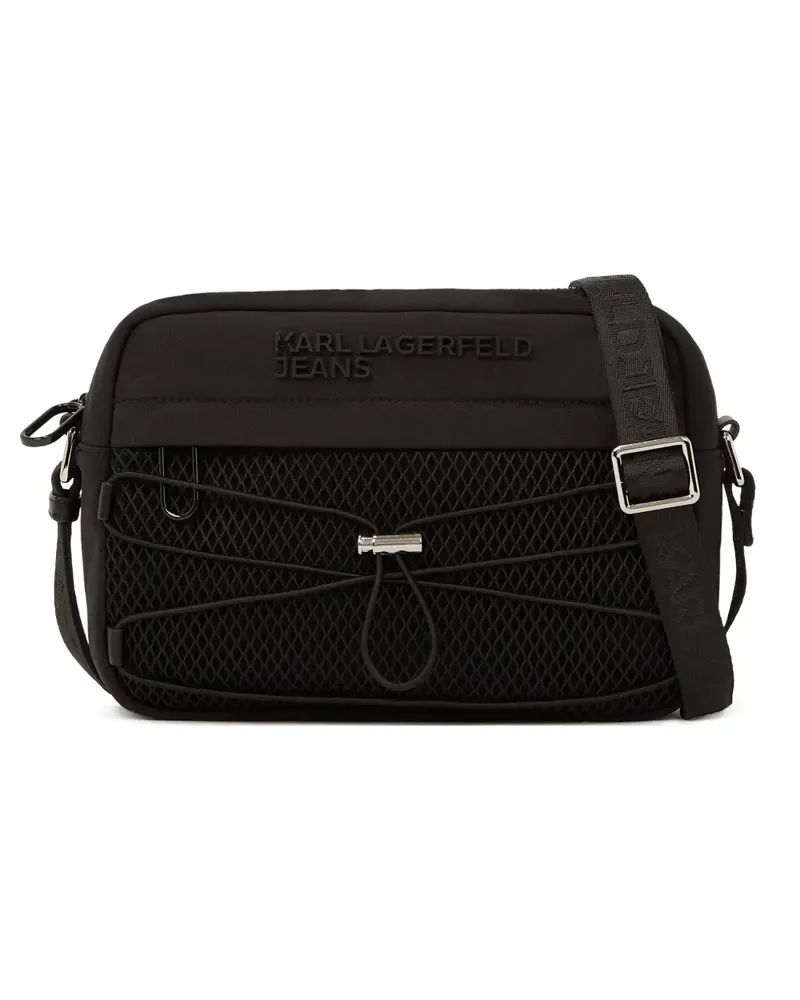 Karl Lagerfeld Mesh-Kuriertasche mit Logo-Schild - Schwarz Schwarz