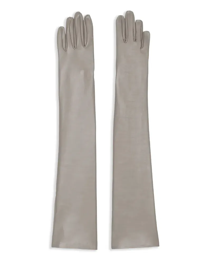 FRANKIE Shop Lange Handschuhe aus Leder - Grau Grau