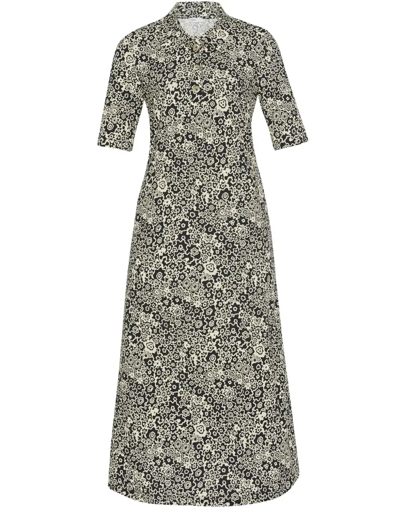 Rosetta Getty Midikleid mit Blumen-Print - Schwarz Schwarz