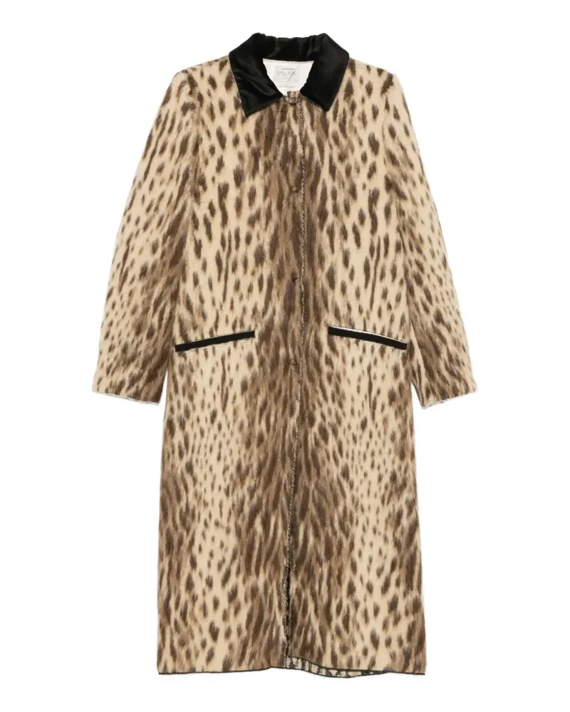 forte_forte Mantel mit Animal-Print - Nude Nude