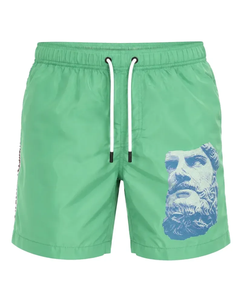 Bikkembergs Badeshorts mit Greek Bust-Print - Grün Grün