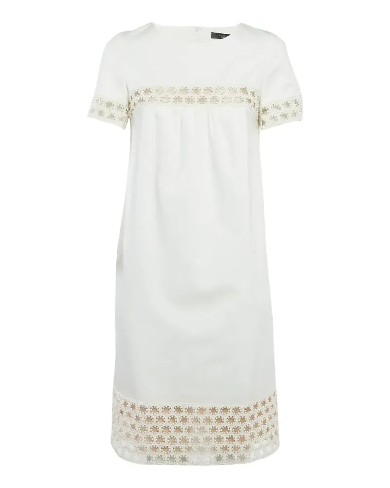 Max Mara lace-insert gabardine mini dress - Weiß Weiß