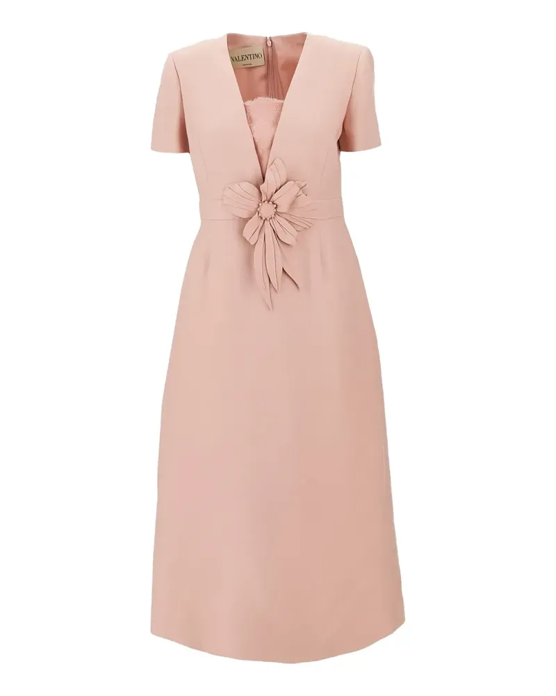 Valentino Garavani floral-appliqué lace-insert midi dress - Rosa Rosa