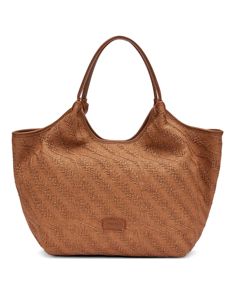 FRAU woven diagonal-stripe tote bag - Braun Braun