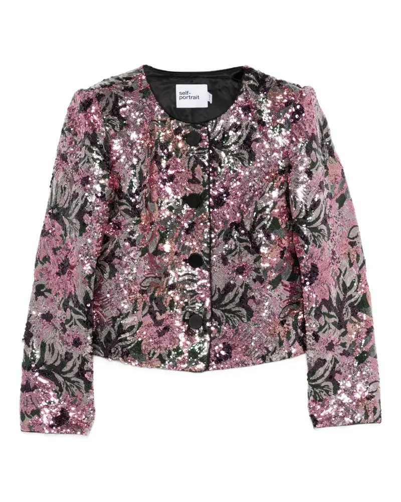 Self-Portrait Jacke mit Pailletten - Rosa Rosa