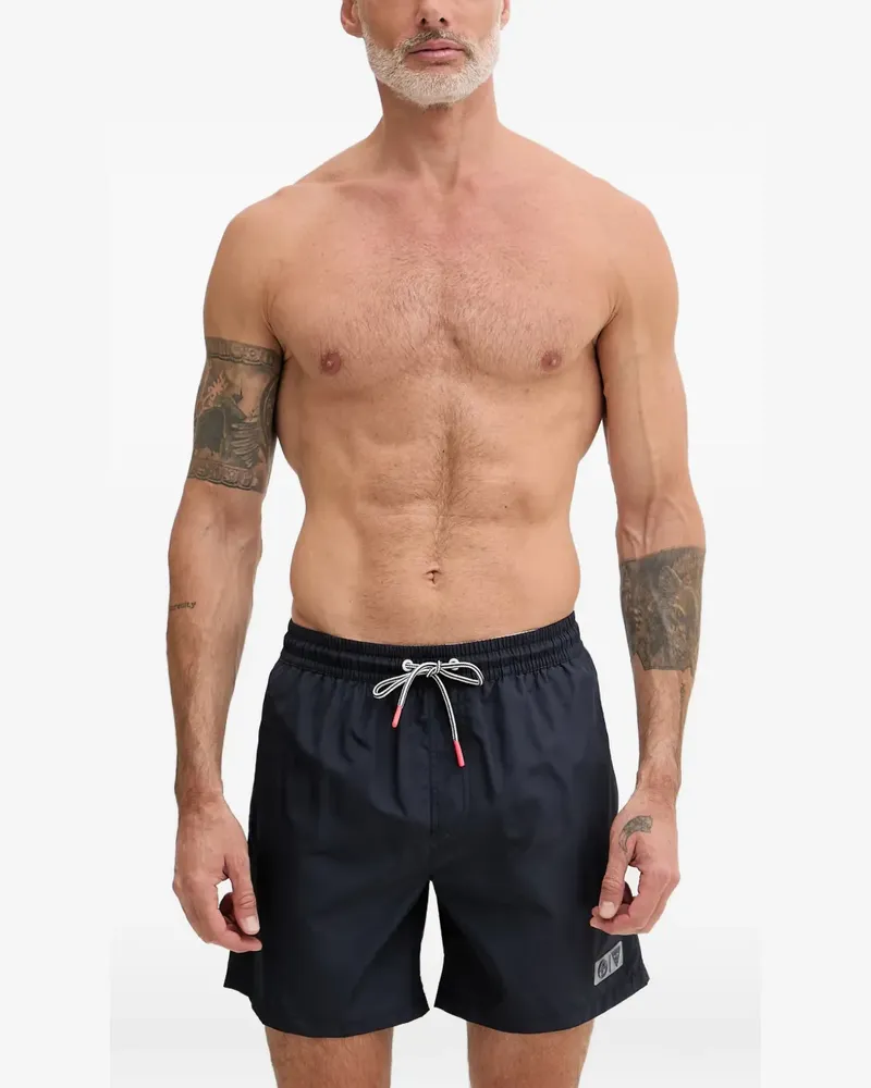 Guess logo-patch drawstring swim shorts - Blau Blau