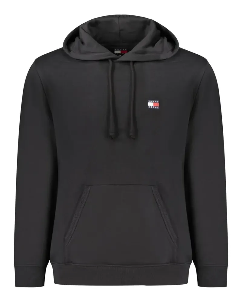 Tommy Hilfiger logo-patch kangaroo-pocket hoodie - Schwarz Schwarz