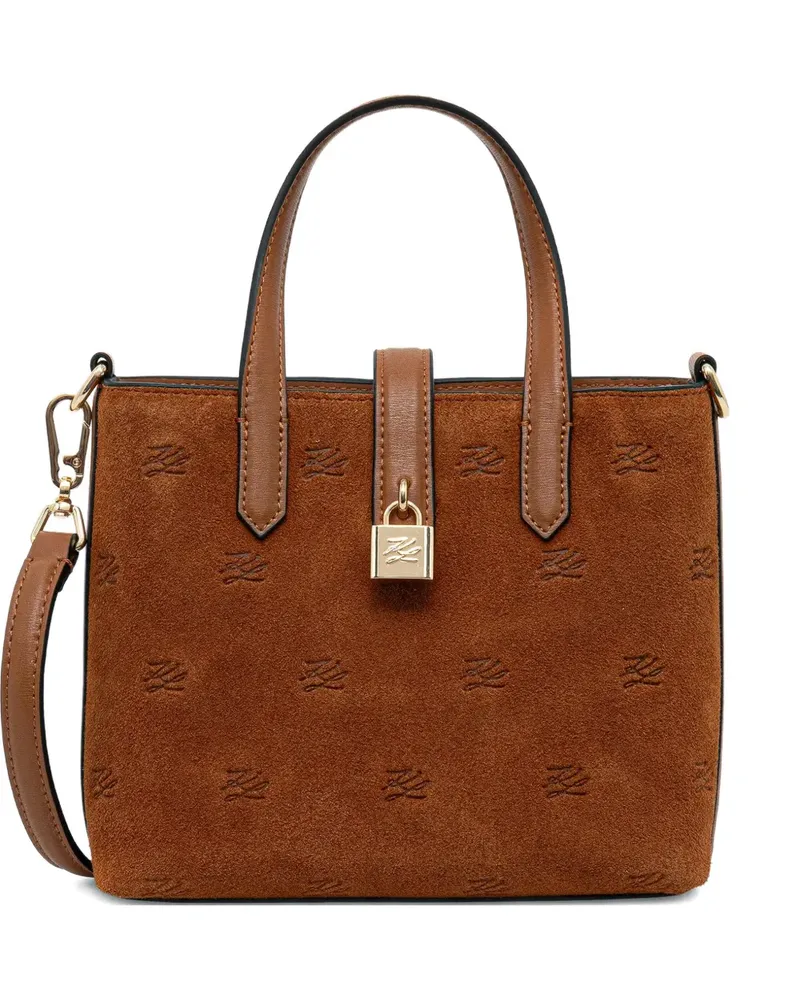 Karl Lagerfeld monogram padlock tote bag - Braun Braun