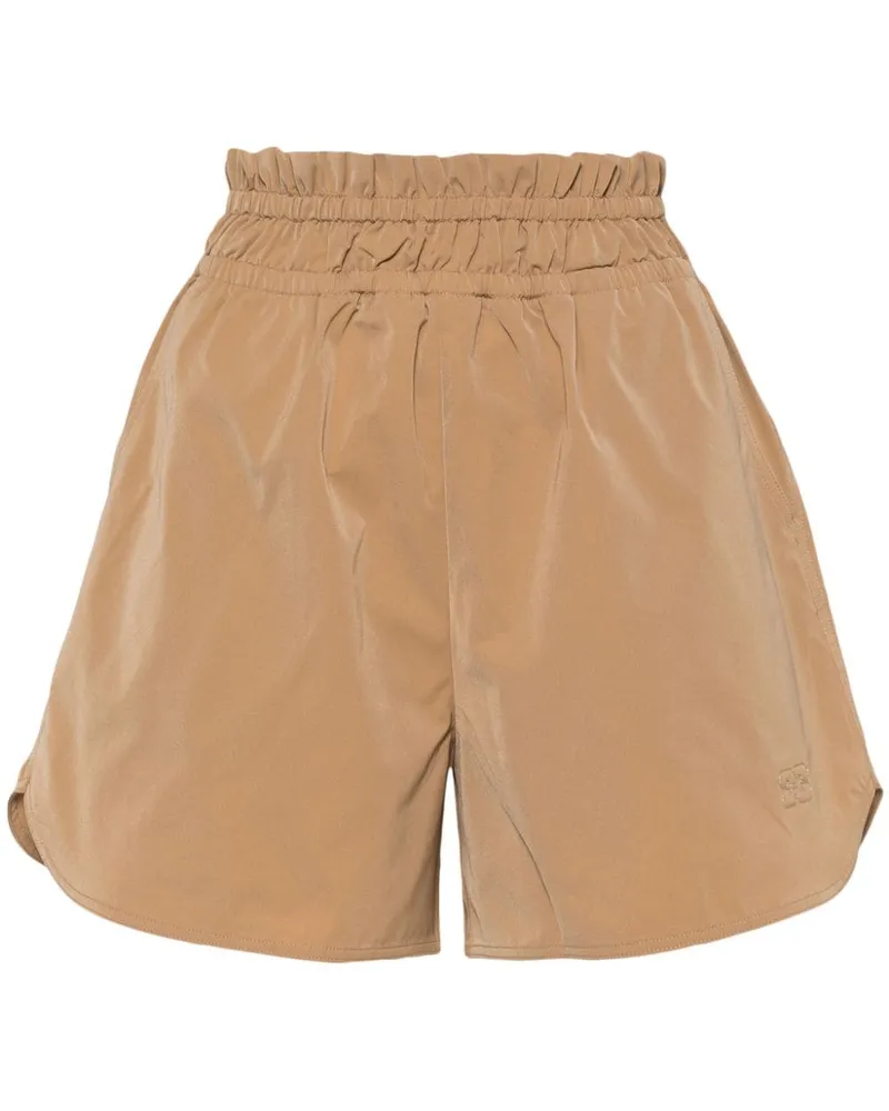 Ganni Shorts mit Logo-Stickerei - Braun Braun