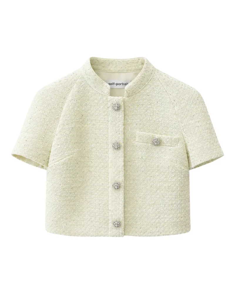 Self-Portrait boucle top - Weiß Weiß